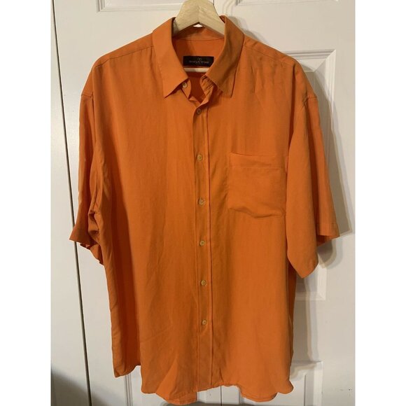 BUGATCHI UOMO‎ CASUAL SHIRT Men’s SIZE L CLASSIC FIT 100% Tencel Orange - Picture 5 of 6